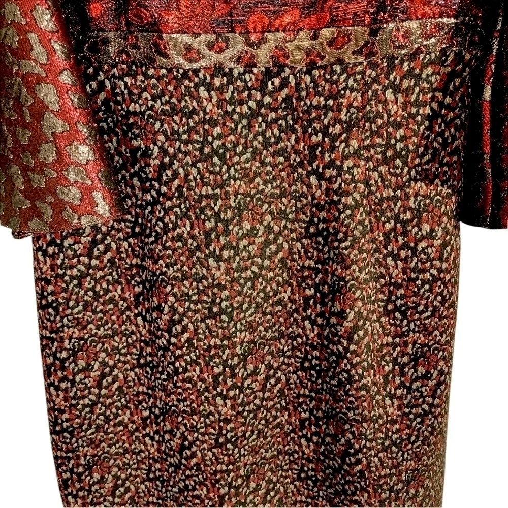 Audra Metallic Red Fan Sleeve Designer Cocktail Dress Like New